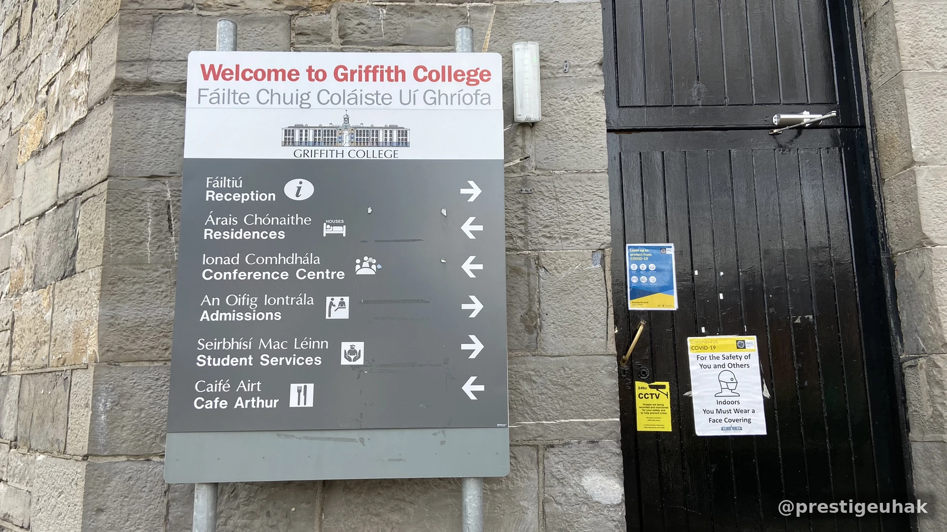 Griffith College 교내 방향 안내판 Griffith College 교내 방향 안내판 모습