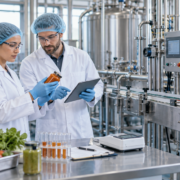 prestige-ucd-subject-food-processing-engineering-59037883b1e6 식품 파일럿 생산라인과 품질 센서를 점검하는 공학 연구진