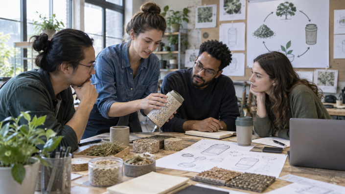 prestige-ucd-subject-sustainable-design-thinking-93e016278a41 재활용 재료로 저탄소 제품 시제품을 제작하는 디자인 팀